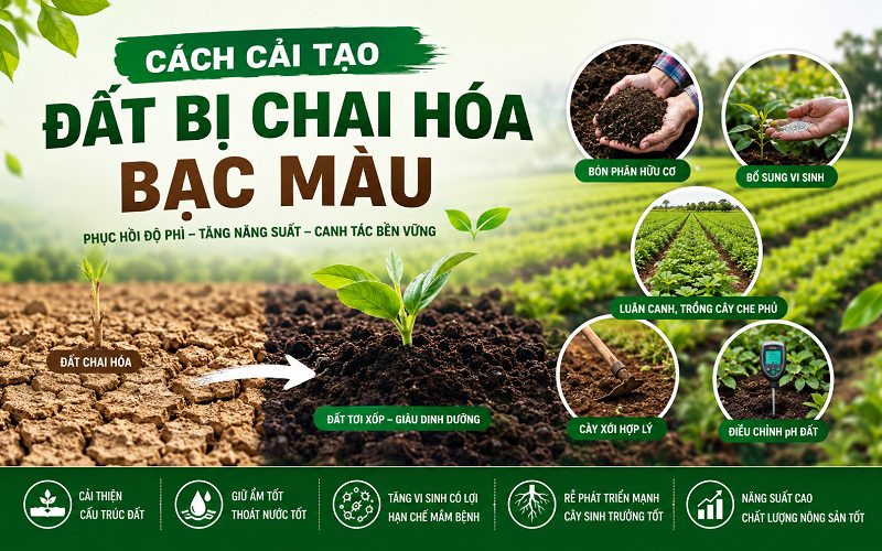 Cách cải tạo đất bị chai hóa bạc màu