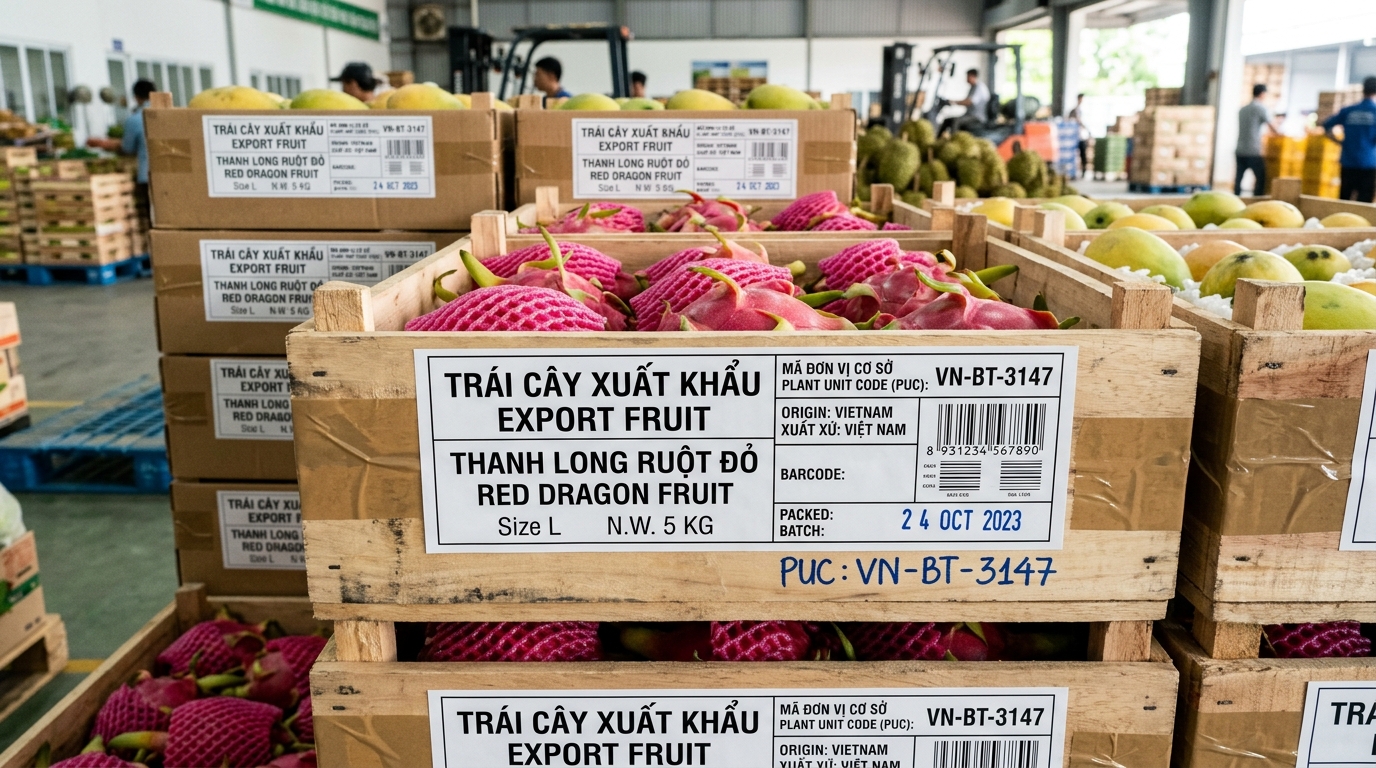 Mẫu tem nhãn thùng trái cây xuất khẩu song ngữ