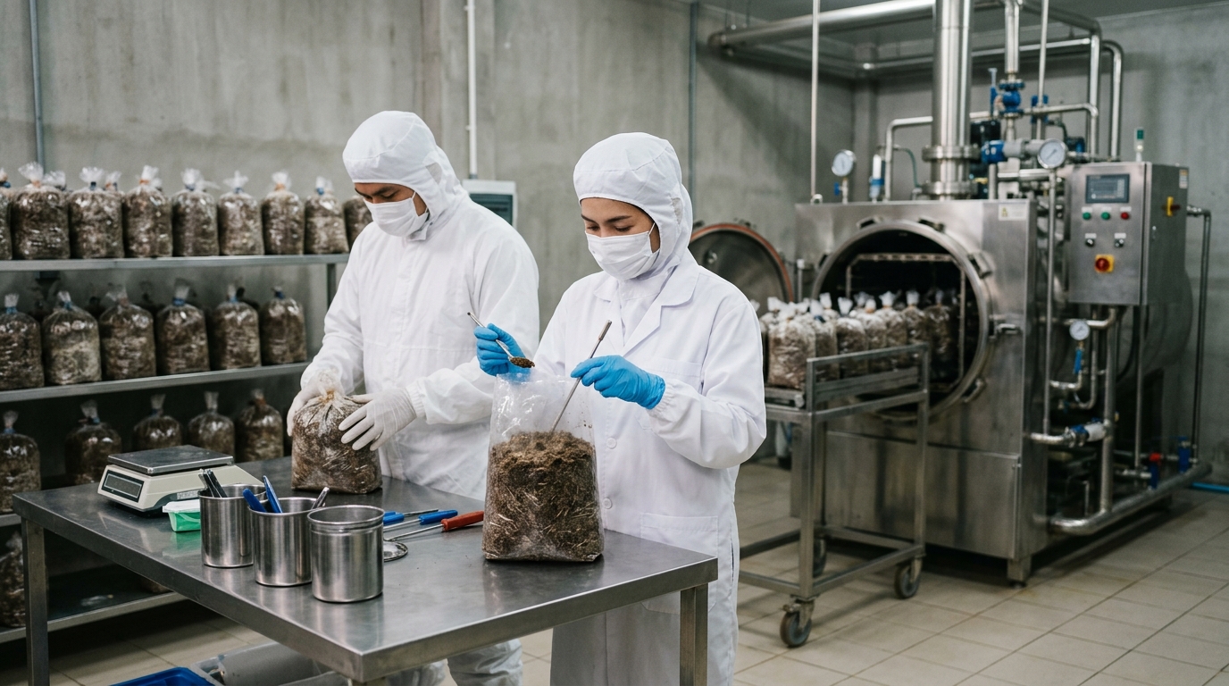 Xử lý và khử trùng giá thể phôi nấm đạt chuẩn VietGAP