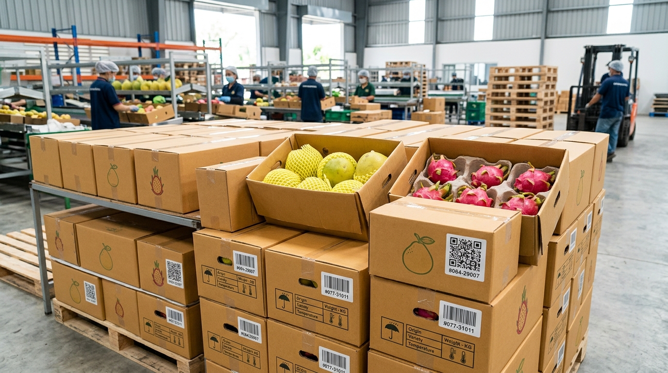 Bao bì nông sản có dán tem mã QR truy xuất nguồn gốc VietGAP