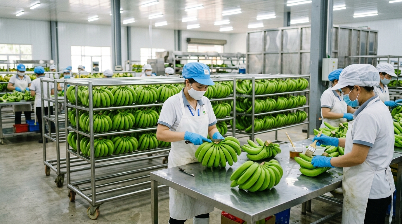 Xử lý sát khuẩn vết cắt cuống chuối chống bệnh thối cuống
